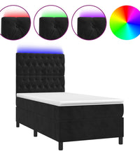 Boxspringbett mit Matratze & LED Schwarz 80x200 cm Samt