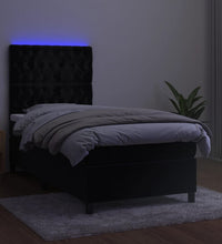 Boxspringbett mit Matratze & LED Schwarz 80x200 cm Samt