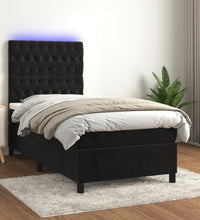 Boxspringbett mit Matratze & LED Schwarz 80x200 cm Samt