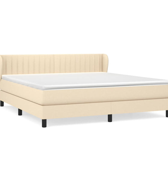 Boxspringbett mit Matratze Creme 180x200 cm Stoff