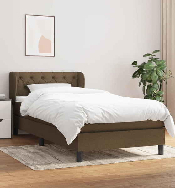 Boxspringbett mit Matratze Dunkelbraun 80x200 cm Stoff