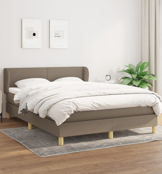 Boxspringbett mit Matratze Taupe 140x200 cm Stoff