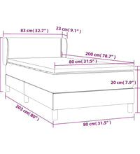 Boxspringbett mit Matratze Dunkelbraun 80x200 cm Stoff