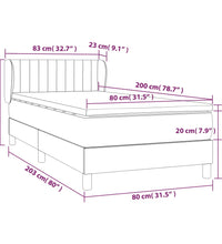 Boxspringbett mit Matratze Dunkelbraun 80x200 cm Stoff