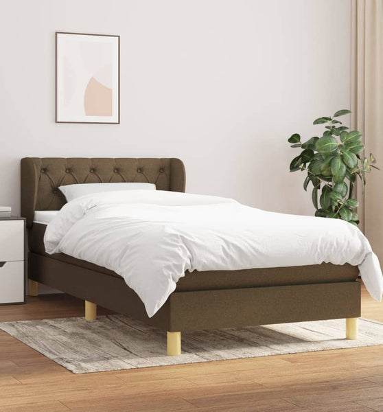 Boxspringbett mit Matratze Dunkelbraun 80x200 cm Stoff