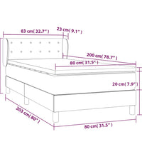 Boxspringbett mit Matratze Dunkelbraun 80x200 cm Stoff