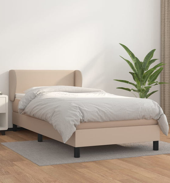 Boxspringbett mit Matratze Cappuccino-Braun 90x200cm Kunstleder