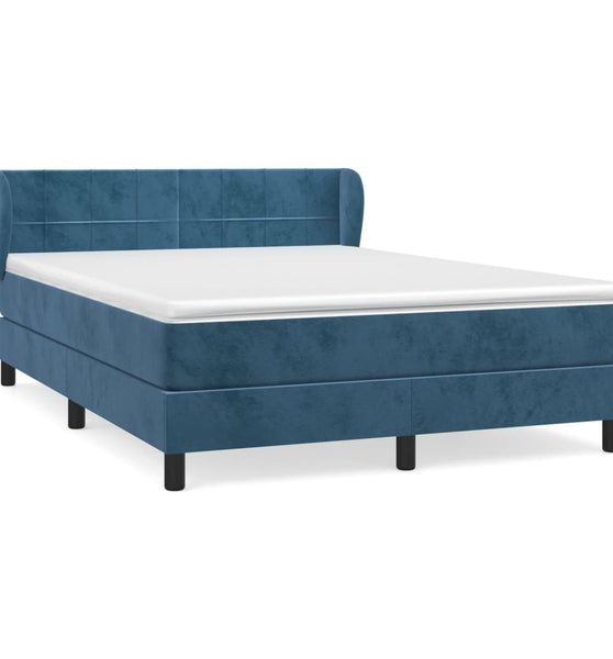 Boxspringbett mit Matratze Dunkelblau 140x200 cm Samt