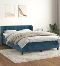 Boxspringbett mit Matratze Dunkelblau 140x200 cm Samt