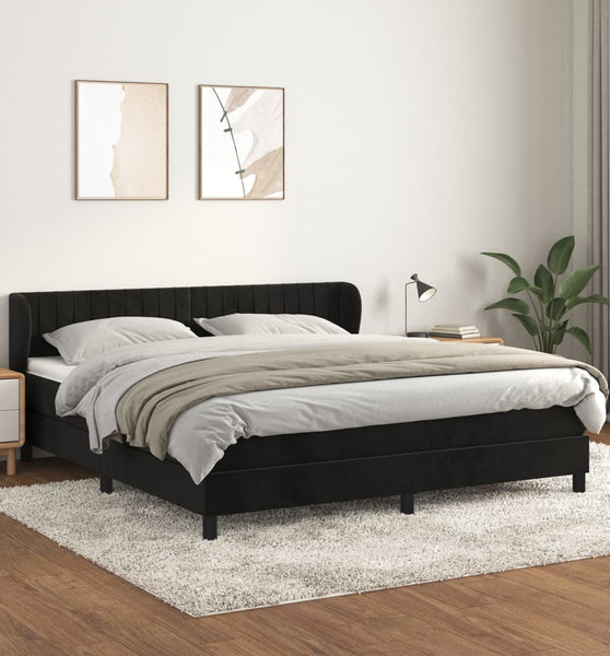 Boxspringbett mit Matratze Schwarz 160x200 cm Samt