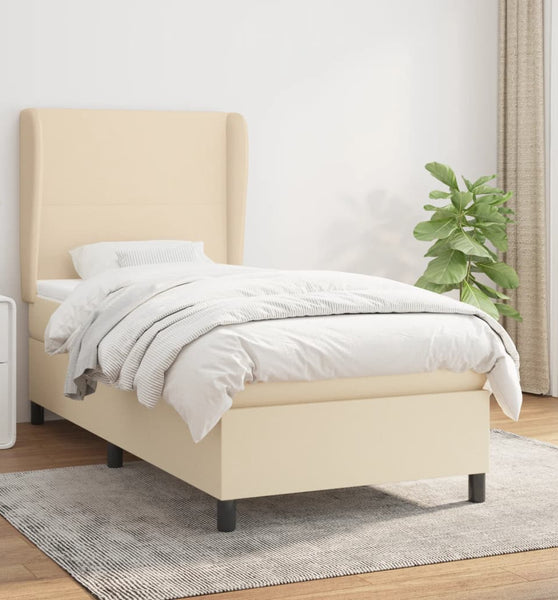 Boxspringbett mit Matratze Creme 90x190 cm Stoff