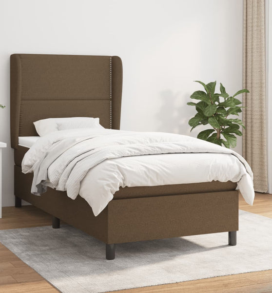 Boxspringbett mit Matratze Dunkelbraun 80x200 cm Stoff