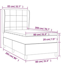 Boxspringbett mit Matratze Taupe 80x200 cm Stoff