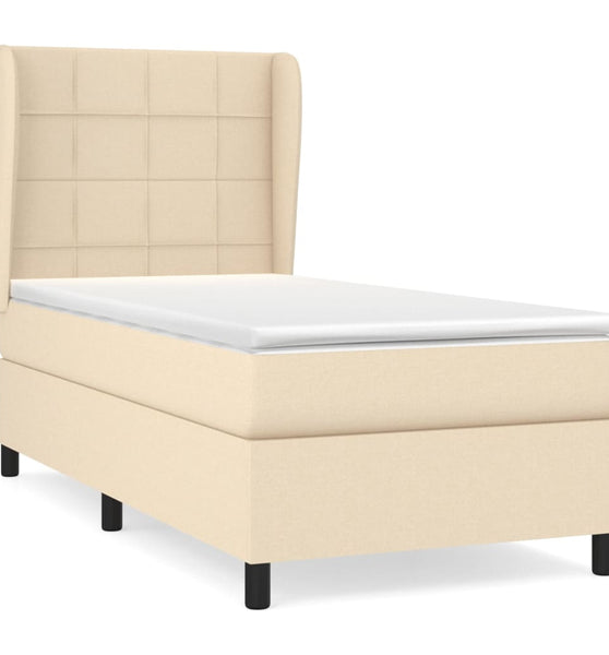 Boxspringbett mit Matratze Creme 90x190 cm Stoff