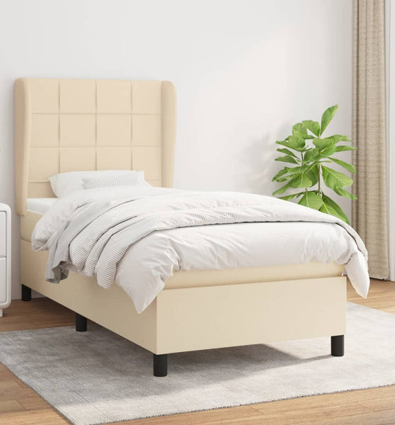 Boxspringbett mit Matratze Creme 90x190 cm Stoff