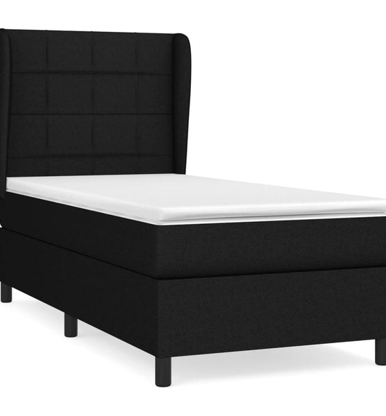 Boxspringbett mit Matratze Schwarz 90x200 cm Stoff