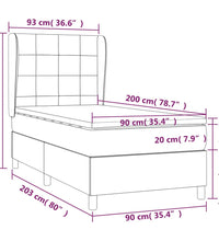 Boxspringbett mit Matratze Schwarz 90x200 cm Stoff