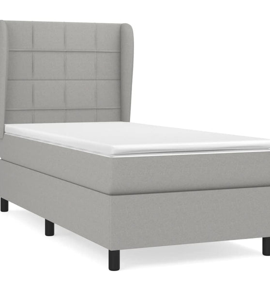 Boxspringbett mit Matratze Hellgrau 100x200 cm Stoff