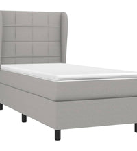 Boxspringbett mit Matratze Hellgrau 100x200 cm Stoff