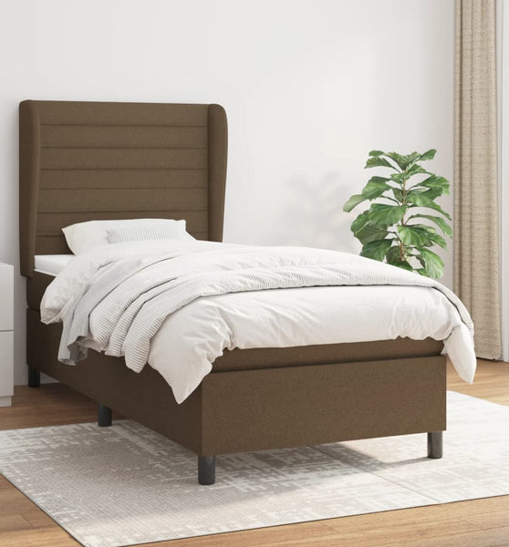 Boxspringbett mit Matratze Dunkelbraun 80x200 cm Stoff