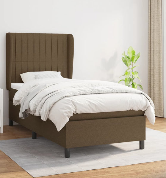 Boxspringbett mit Matratze Dunkelbraun 80x200 cm Stoff