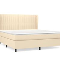 Boxspringbett mit Matratze Creme 180x200 cm Stoff