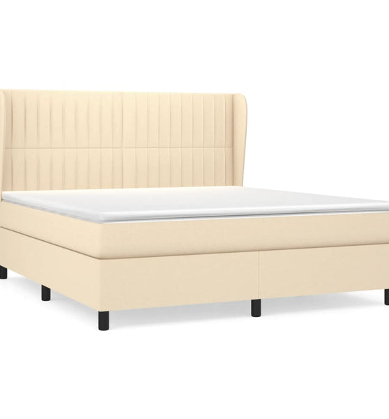 Boxspringbett mit Matratze Creme 180x200 cm Stoff