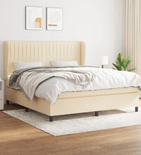 Boxspringbett mit Matratze Creme 180x200 cm Stoff