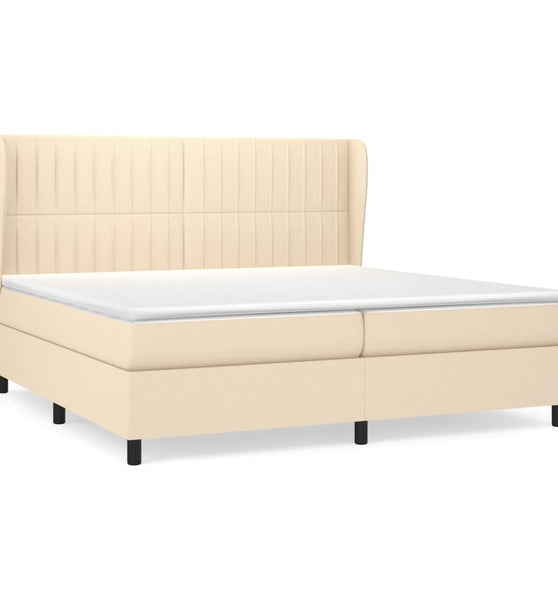 Boxspringbett mit Matratze Creme 200x200 cm Stoff
