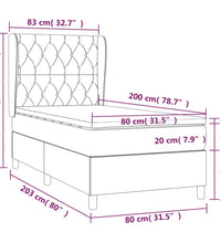 Boxspringbett mit Matratze Dunkelbraun 80x200 cm Stoff