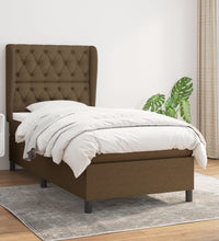 Boxspringbett mit Matratze Dunkelbraun 80x200 cm Stoff