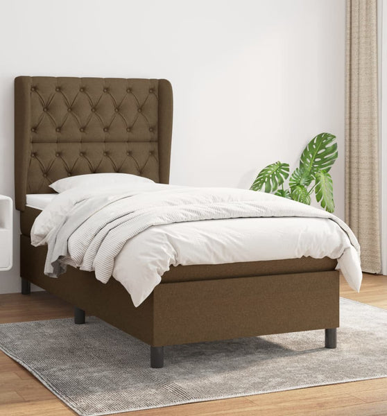 Boxspringbett mit Matratze Dunkelbraun 80x200 cm Stoff