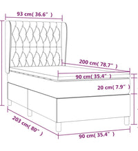 Boxspringbett mit Matratze Taupe 90x200 cm Stoff