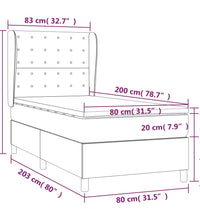 Boxspringbett mit Matratze Dunkelbraun 80x200 cm Stoff