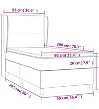 Boxspringbett mit Matratze Schwarz 90x200 cm Stoff