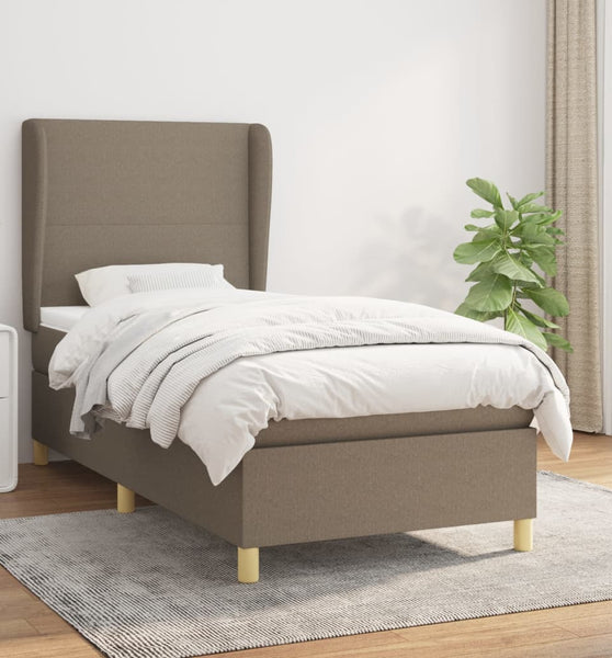 Boxspringbett mit Matratze Taupe 90x200 cm Stoff