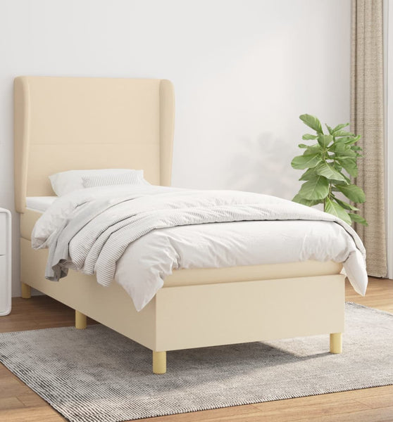 Boxspringbett mit Matratze Creme 100x200 cm Stoff