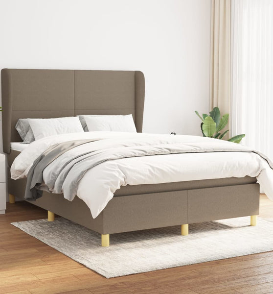 Boxspringbett mit Matratze Taupe 140x190 cm Stoff