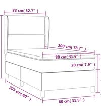 Boxspringbett mit Matratze Dunkelbraun 80x200 cm Stoff