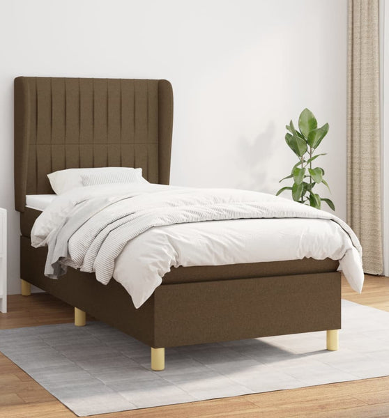 Boxspringbett mit Matratze Dunkelbraun 80x200 cm Stoff