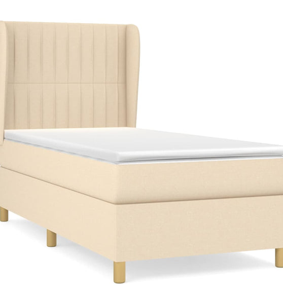 Boxspringbett mit Matratze Creme 90x200 cm Stoff