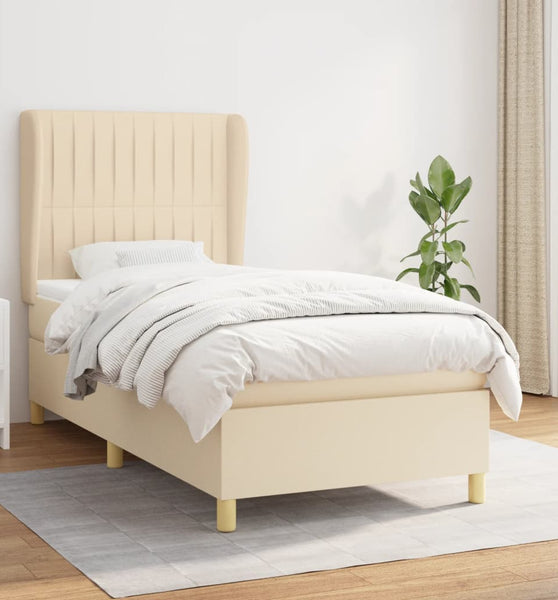 Boxspringbett mit Matratze Creme 90x200 cm Stoff