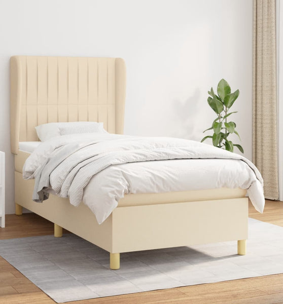 Boxspringbett mit Matratze Creme 100x200 cm Stoff