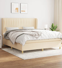 Boxspringbett mit Matratze Creme 180x200 cm Stoff