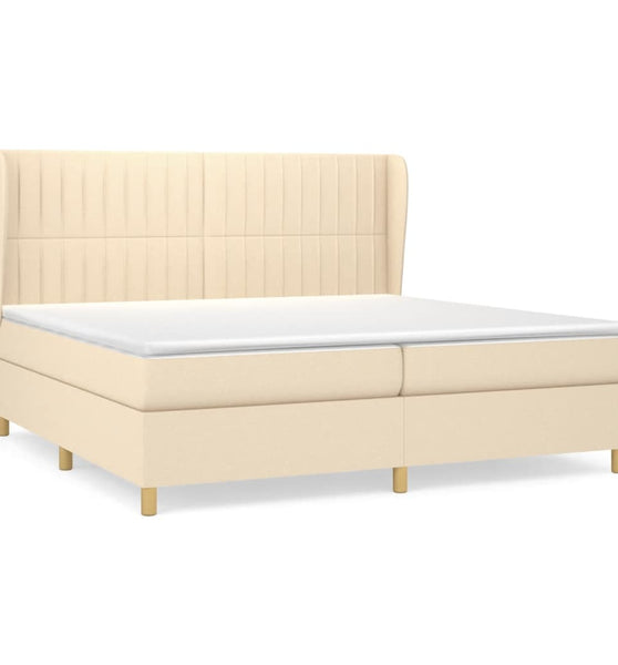 Boxspringbett mit Matratze Creme 200x200 cm Stoff