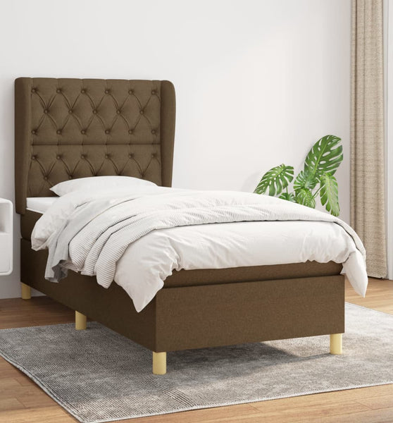 Boxspringbett mit Matratze Dunkelbraun 80x200 cm Stoff