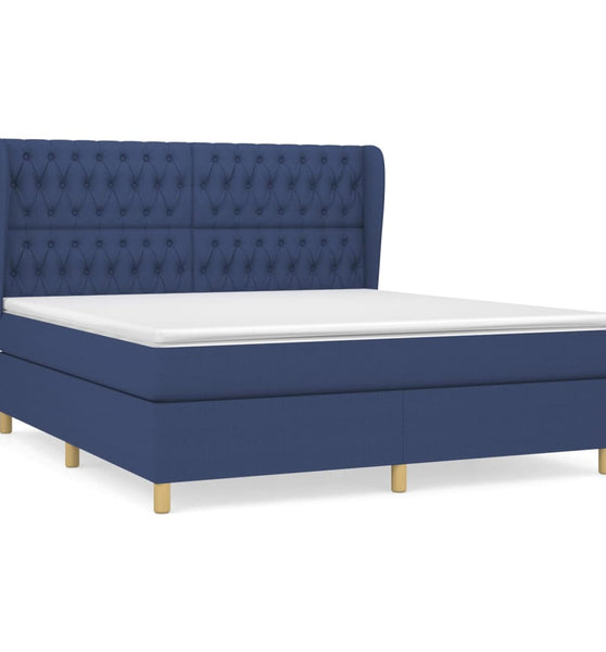 Boxspringbett mit Matratze Blau 180x200 cm Stoff