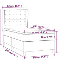 Boxspringbett mit Matratze Taupe 90x200 cm Stoff