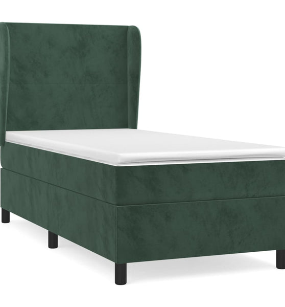Boxspringbett mit Matratze Dunkelgrün 80x200 cm Samt