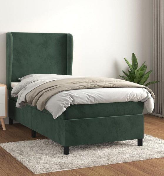 Boxspringbett mit Matratze Dunkelgrün 80x200 cm Samt